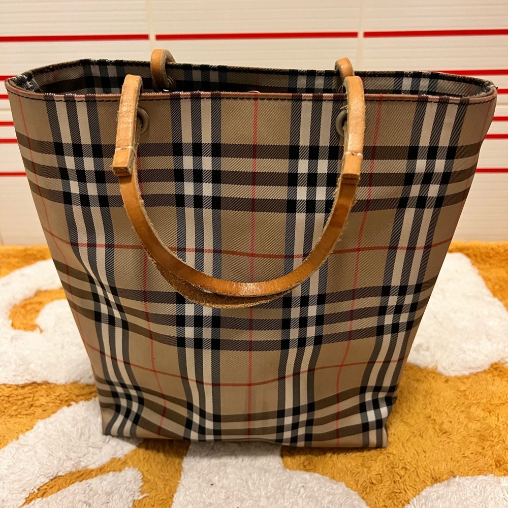 Burberry Small Tote Handbag Check Plaid Women Great Condition - Picture 9 of 9